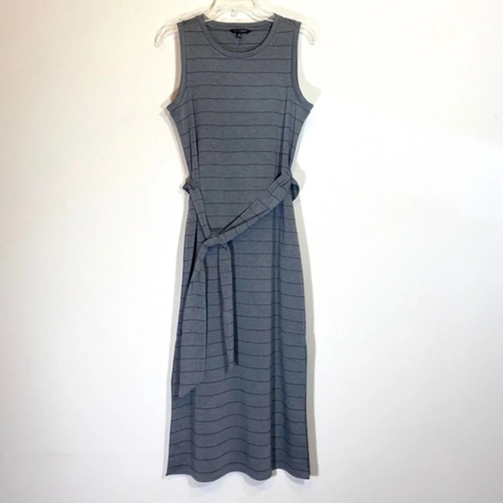 Nwt Dress Banana Republic Maxi Tank Dress Striped Midi Sleeveless Stretch Gray - Picture 2 of 14